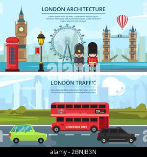 Urban landscape of london. Vector banners set Stock Vector