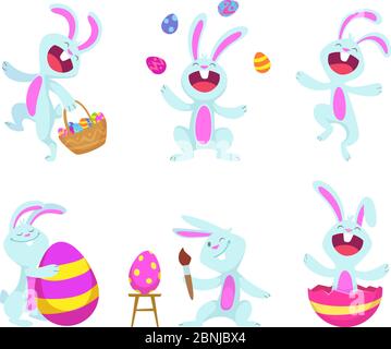 Easter rabbits in cartoon style Stock Vector