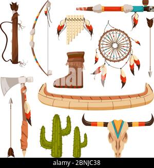 Ethnic and tribal elements and symbols of american indians Stock Vector