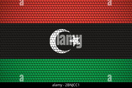 Abstract flag of Libya made of circles. Libyan flag designed with colored dots giving it a modern and futuristic abstract look. Stock Vector