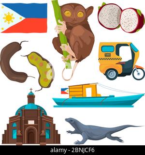 Landmarks and traditional symbols of philippines Stock Vector