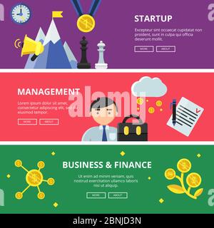 Horizontal banners with flat illustrations of business theme Stock Vector