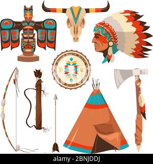 Vector symbols set of american indians Stock Vector
