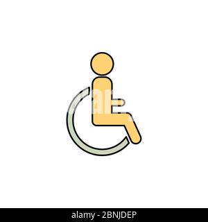 disabled color line, linear style icon. sign design. wheelchair icon icon design template. Trendy style, vector eps 10. Icon pictogram wheelchair phys Stock Vector