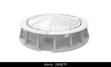 3D rendering of a stadium outdoor outside housing round circle Stock Photo