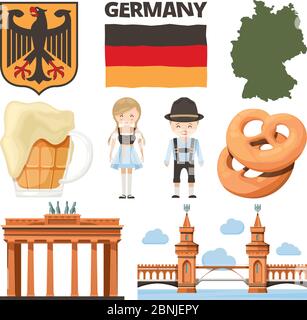 Travel pictures. Set of traditional and cultural objects of germany Stock Vector