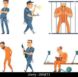 Characters set of guards and prisoners Stock Vector