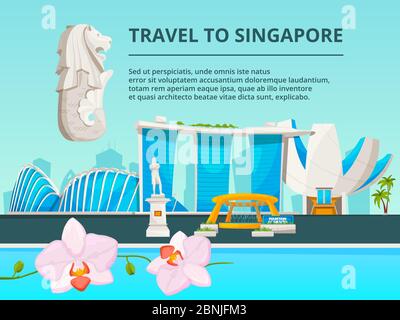 Urban landscape with cultural objects of singapore Stock Vector
