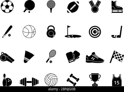 Monochrome black sport symbols. Vector pictures set Stock Vector