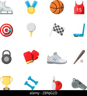 Flat sport symbols in vector style Stock Vector