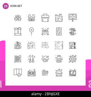 Group of 25 Lines Signs and Symbols for health, fitness, life, disease, portfolio Editable Vector Design Elements Stock Vector