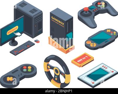 Console and computer systems and gadgets for gamers Stock Vector