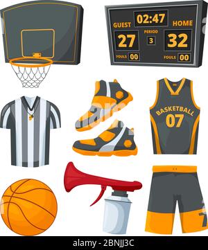 Different sport symbols of basketballs. Vector pictures set Stock Vector