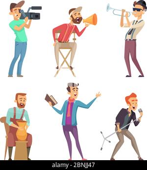 Funny creative characters isolate on white background Stock Vector