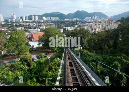 Malaysia,Malaisie,île,Insel,island,Penang,Malacca,ville,Stadt,city,George Town,Penang Hill,Garaventa and CWA contruction made in Switzerland,Funicular Stock Photo