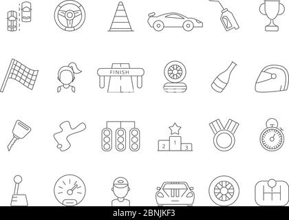 Linear icon set of formula 1 cars Stock Vector