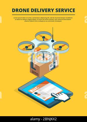 Concept picture of drone logistic service Stock Vector