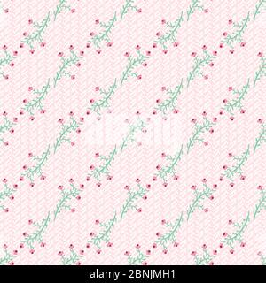 pink delicate wildflowers seamless vector pattern Stock Vector