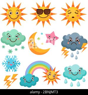 funny cartoon weather icons Stock Photo - Alamy