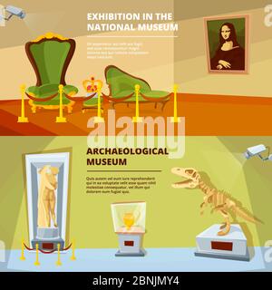 Museum exhibition. Vector banners set Stock Vector