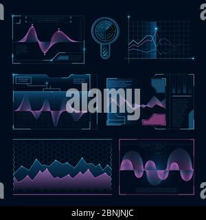 Digital music waves. Futuristic hud elements for user interface Stock Vector