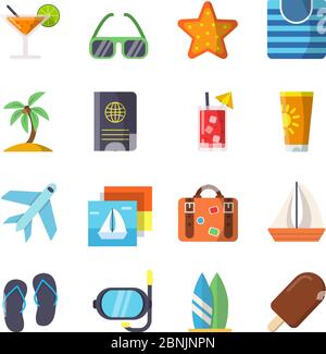 Travel icons set isolate on white Stock Vector