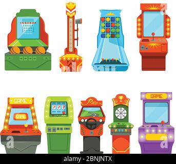 Game machines. Vector pictures in cartoon style Stock Vector