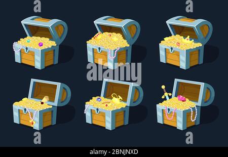 Vector illustration of cartoon chest with treasure Stock Vector
