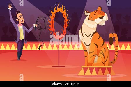 Cartoon characters of circus. Vector background illustration Stock Vector