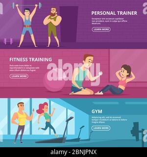 Gym banners. Advertising pictures for gym Stock Vector