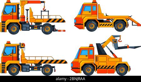 Evacuator cars. Various vector pictures of transport Stock Vector