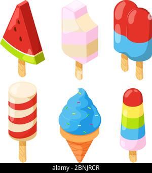 Isometric icecream pictures Stock Vector
