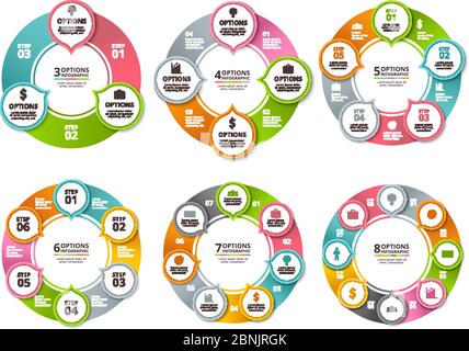Various radial shapes and circles for business infographic Stock Vector