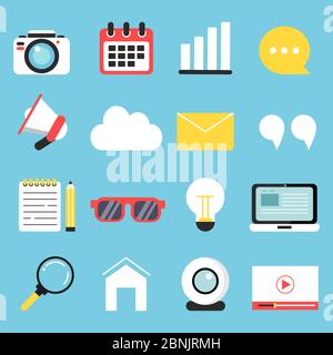 Vector illustrations of symbols blogging, copyrighting and advertising Stock Vector