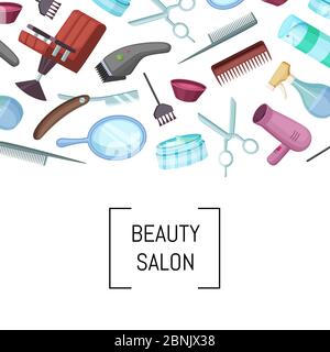 Vector hairdresser or barber cartoon elements background Stock Vector