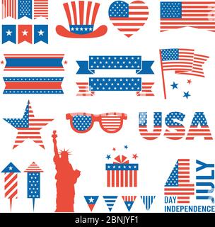 American patriotic backgrounds. 4th July seamless patterns. America ...