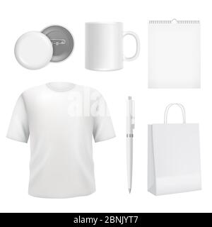 Corporate blank souvenirs. Business identity elements template Stock Vector