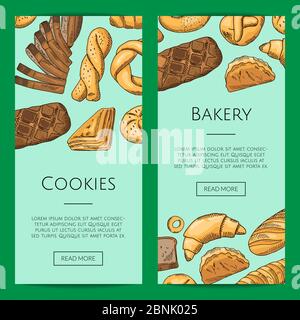 Vector banner or shop flyer templates with hand drawn Stock Vector