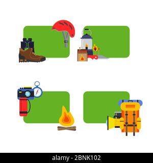 Vector set of stickers camping elements Stock Vector