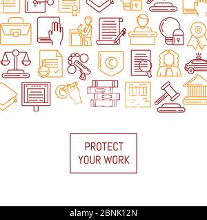 Vector linear style copyright elements illustration Stock Vector