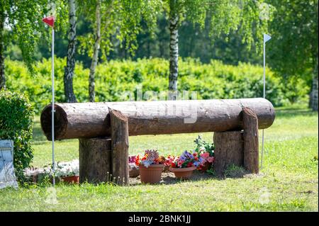 A cross-country a Log fences obstacles on a cross country course Stock Photo
