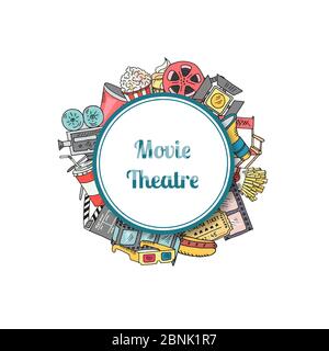 Vector cinema doodle icons Stock Vector