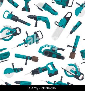 Vector pattern illustration with electric construction tools Stock Vector