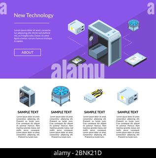 Vector isometric electronic devices website page template illustration Stock Vector