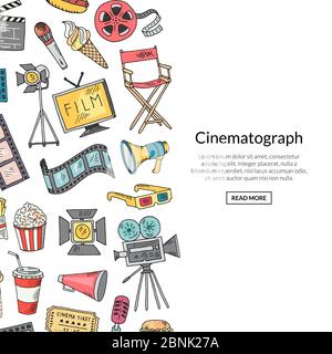 Vector cinema doodle icons Stock Vector