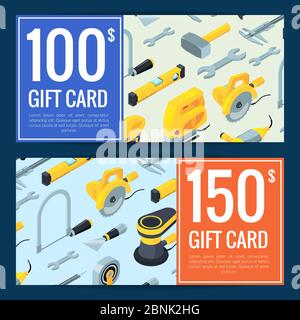 Vector construction tools isometric icons Stock Vector