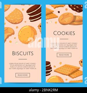 Vector vertical web banners with cartoon cookies Stock Vector