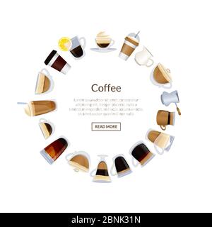 Vector circle of coffee cups illustration Stock Vector