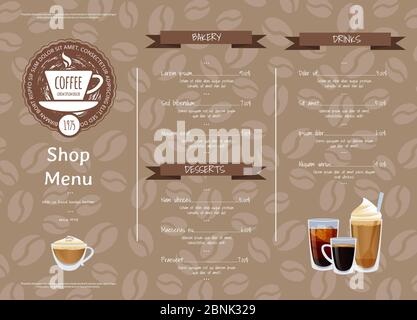 Vector coffee shop horizontal menu template Stock Vector