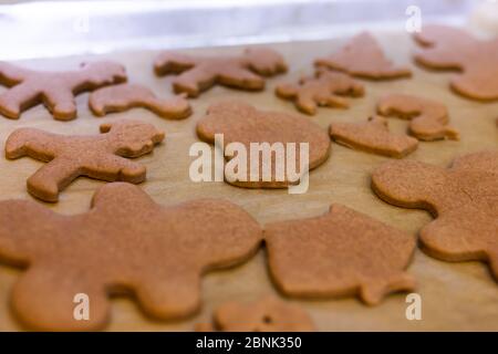 Cookies on a baking sheet. Close up Stock Photo